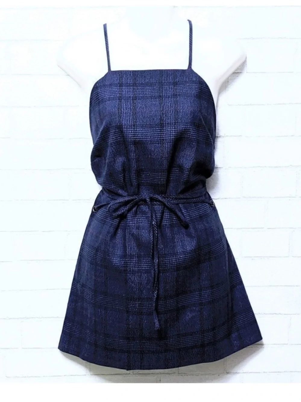NWT BANANA REPUBLIC Navy Blue Plaid Apron Top L